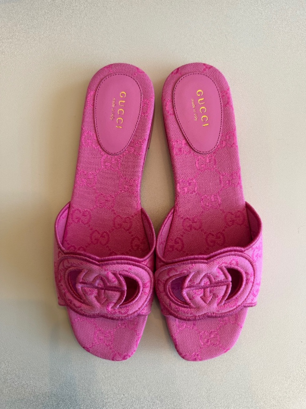 GUCCI GG CANVAS Interlocking G Sandals PINK - Size 39 - Picture 5 of 7